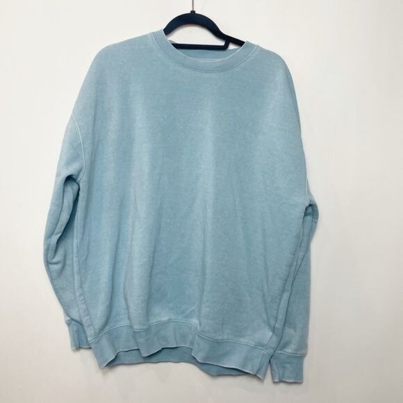 Reflex Burnout Oversized Sweatshirt Light Blue Comfy Loungewear Size Large - Picture 2 of 9